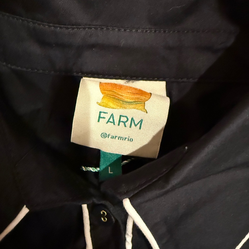 Farm RIO Black Midi Shirt Dress Size L - Picture 3 of 4